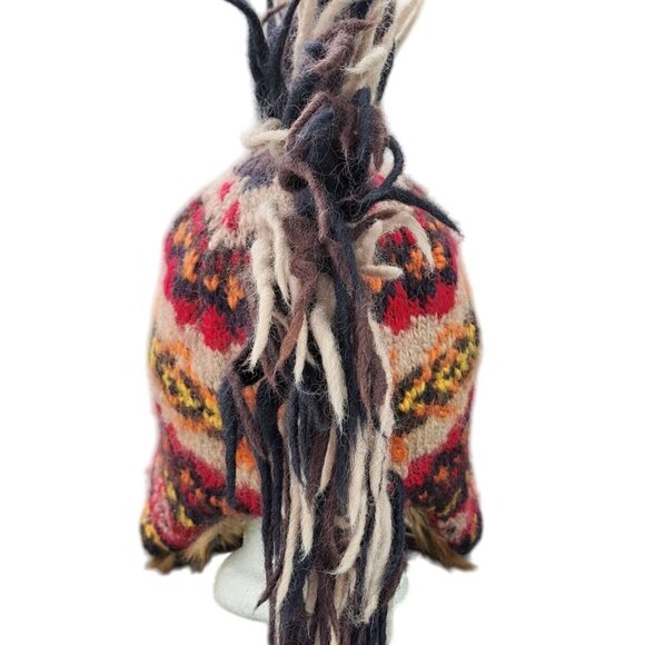 American Eagle Outfitters Mohawk Trapper Knit Hat Braid Tassels Wool Alpaca Warm - Picture 3 of 7